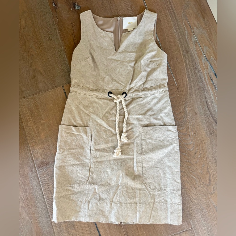 Maeve Beige Sleeveless Mini Dress with Rope Detail